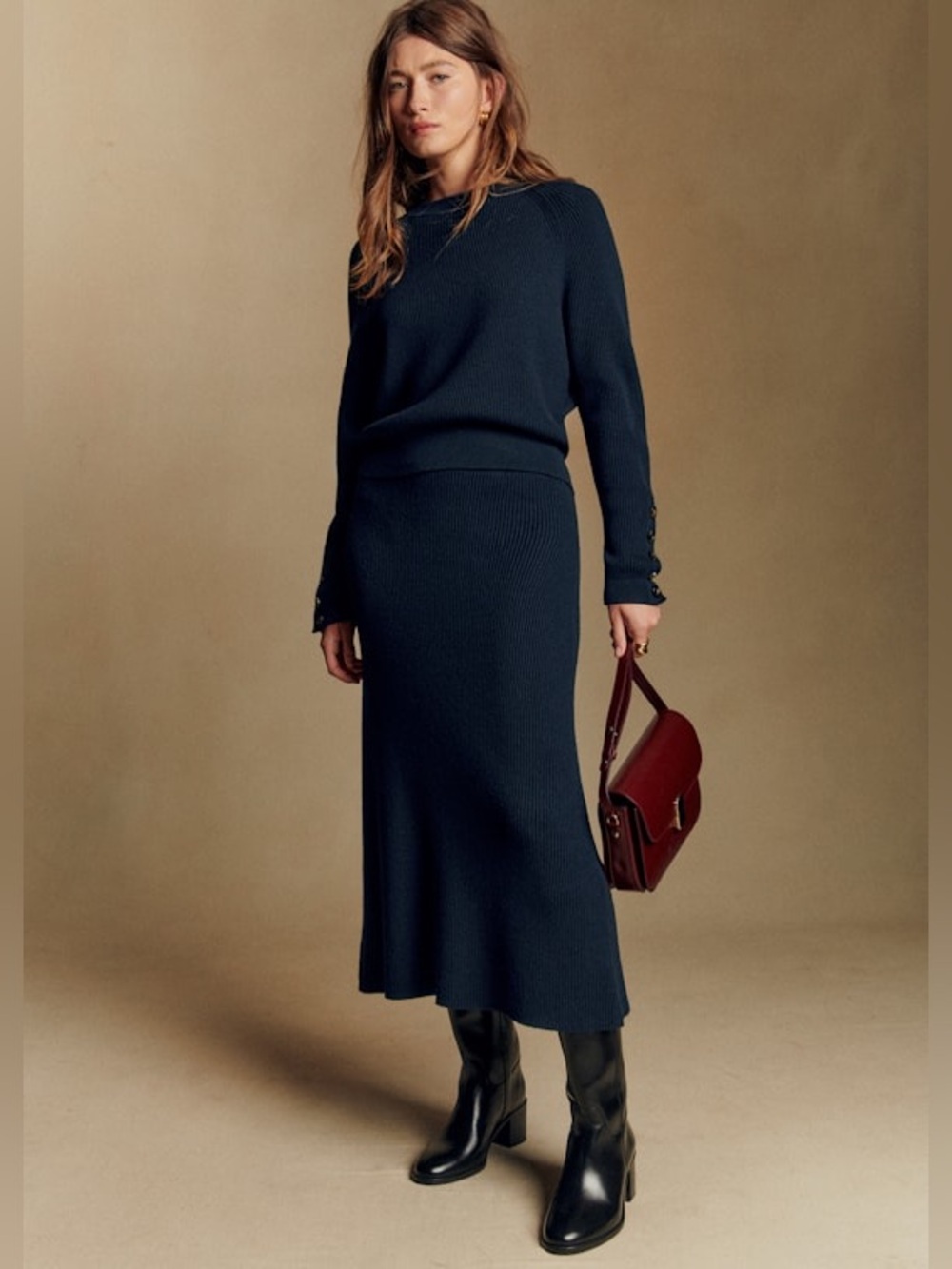Sezane Sami Jumper Sweater Navy Blue Size Small Wool/cotton - Picture 4 of 12